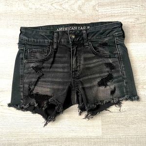 American Eagle Distressed Black Jean Shorts